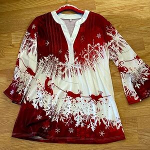 Red and White Festive Tunic Top